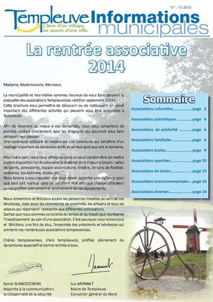 Informations municipales de Templeuve - Rentrée associative - N°11-2014 