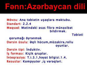 ana təbiətin uşaqlara məktubu