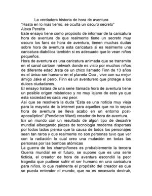 Ensayo de la verdadera historia de hora de aventura .Alexa 3G secundaria 5 