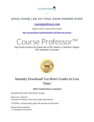 LAW 421 Final Exam Answer Guide