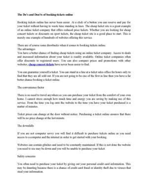 The Do’s and Don’ts of booking tickets online