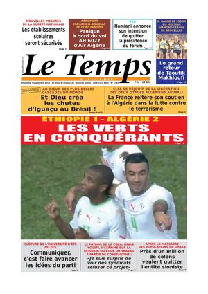 Le Temps d'Algérie Edition du Dimanche 07 Septembre 2014