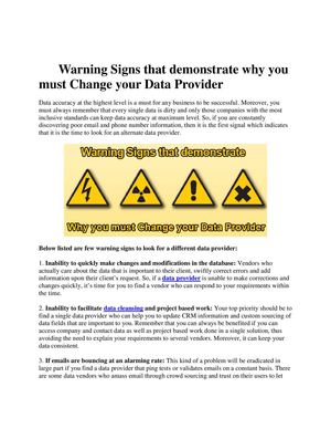 Warning Signs that demonstrate why you must Change your Data Providers