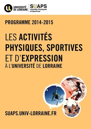 Programme SUAPS 2014