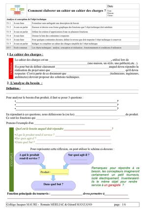 cours 1 - le cahier des charges -élève