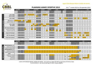 Planning de l'année sportive 2015 en CBBL