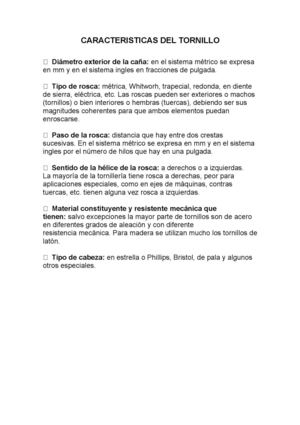 caracteristicas del tornillo