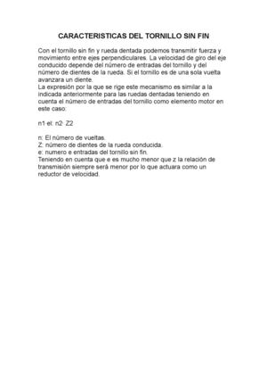 Tornillo sin fin características