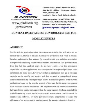 Context Based Access Control Systems for Mobile Devices