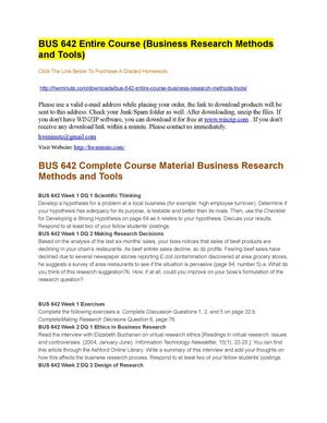 BUS 642 Entire Course (Business Research 