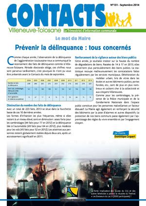 Journal municipal de Villeneuve-Tolosane : Contacts n°131 de septembre 2014
