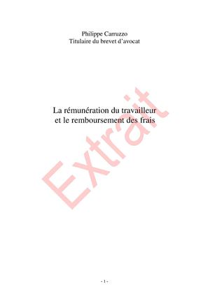 FER - La rémunération du travailleur et le remboursement des frais