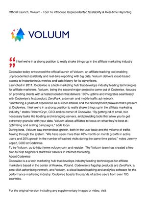 Official Launch, Voluum - Tool To Introduce Unprecedented Scalability & Real-time Reporting