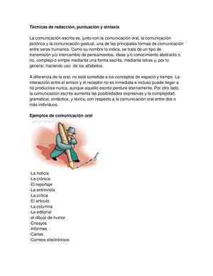 Tecnicas de redaccion, puntuacion y sintaxis 