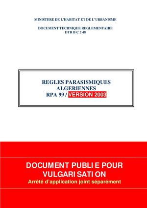 REGLES PARASISMIQUES ALGERIENNES