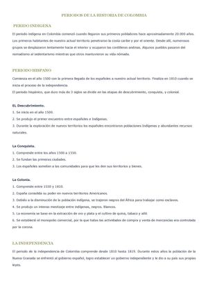 Periodos de la Historia de Colombia