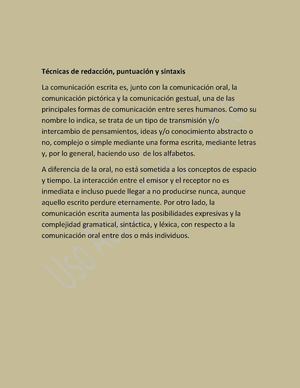 Técnicas de redacción, puntuación y sintaxis
