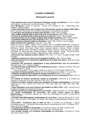 Bibliographie Claude Leymarios