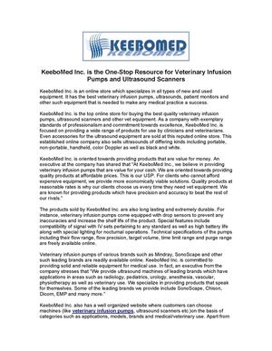 KeeboMed Inc. is the One-Stop Resource for Veterinary Infusion Pumps and Ultrasound Scanners