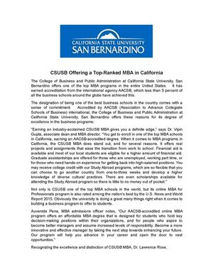 Calaméo - CSUSB Offering a Top-Ranked MBA in California