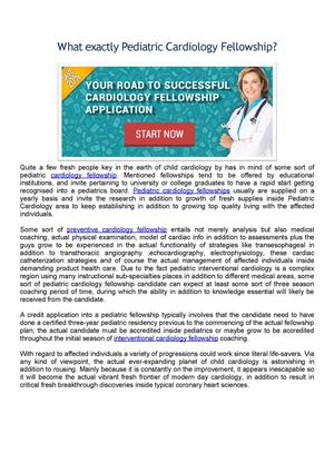 What exactly Pediatric Cardiology Fellowship?
