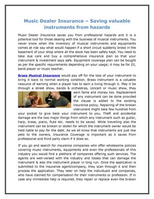 Calaméo - Music Dealer Insurance – Saving valuable instruments from hazards
