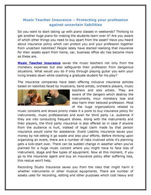Music Teacher Insurance – Protecting your profession against uncertain liabilities