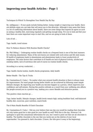 improving your health Articles - Page 1
