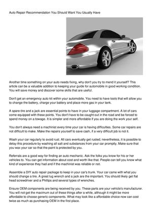 Auto Repair Recommendation You Should Want You Usually Have