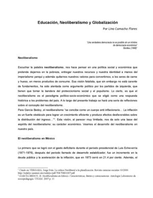 Educación, Neoliberalismo y Globalización