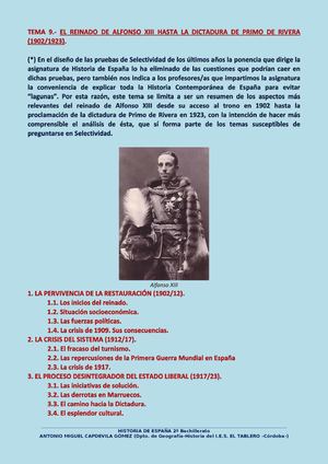 09. El Reinado de Alfonso XIII hasta la Dictadura de Primo de Rivera (1902-1923)