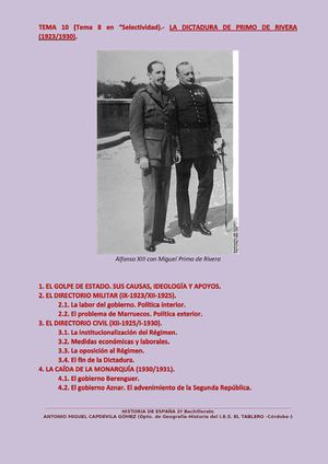 10. La dictadura de Primo de Rivera (1923-1930)
