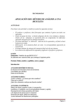Método de Análisis: la bicicleta