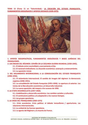 13. La creación del Estado franquista. Fundamentos ideológicos y apoyos sociales (1939-1975)