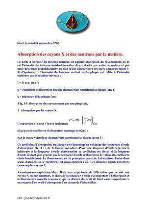 Absorption des rayons X et Neutrons par la matière