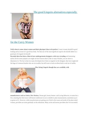 The good Lingerie alternatives especially for the Curvy Women