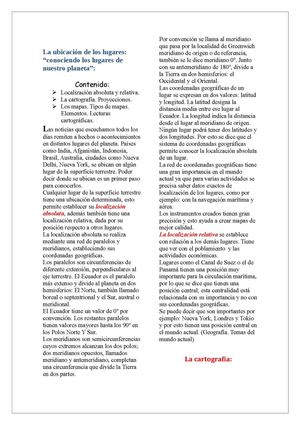 La ubicación de los lugares 