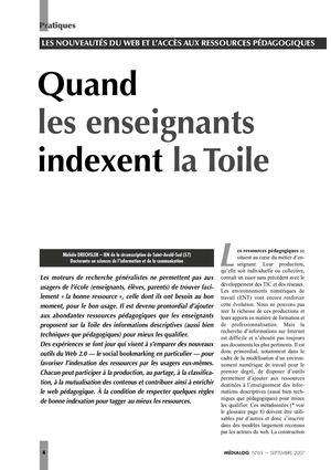 Quand les enseignants indexent la toile. Article Michèle Drechsler Revue Médialog 