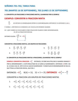 SEÑORES 701-702 TAREA PARA: 701 (SEP 16), 702 (SEP 15)
