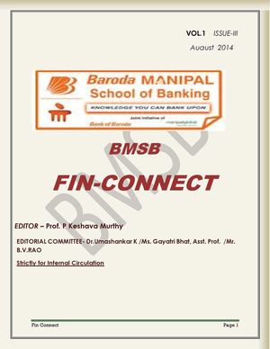BMSB FINCONNECT, VOL. I, ISSUE III
