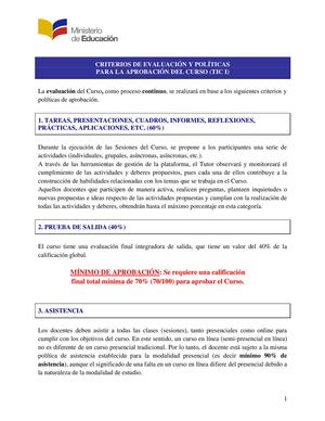 Políticas para la Aprobación de Cursos de 
