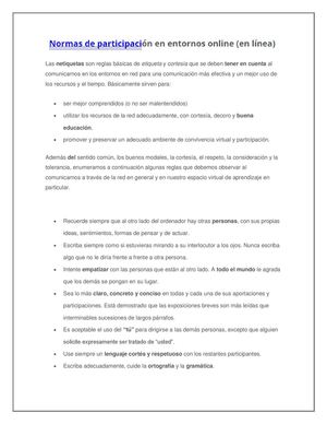 Las normas de entornos online