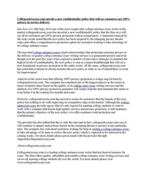 Collegeentryessay.com unveils a new confidentiality policy that will see customers get 100% privacy in service delivery