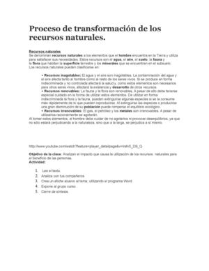 TRANFORMACION DE LOS RECURSOS NATURALES
