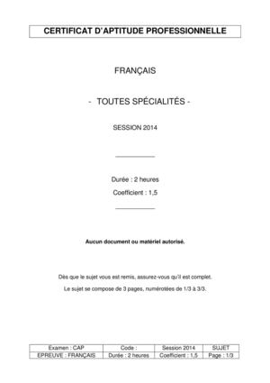 Sujet CAP septembre 2014