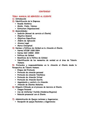 MANUAL DE SERVICIO AL  CLIENTE