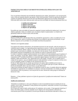 INSTRUCTIVO PARA REDACTAR OBJETIVOS GENERALES