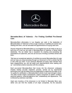 Mercedes-Benz of Valencia - For Finding Certified Pre-Owned Cars