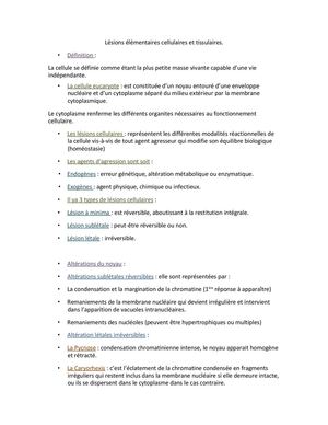 cours n 1 - Lésions élémentaires cellulaires et tissulaires (complet)
