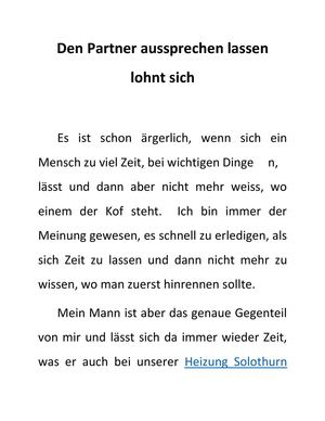 Den Partner aussprechen lassen lohnt sich